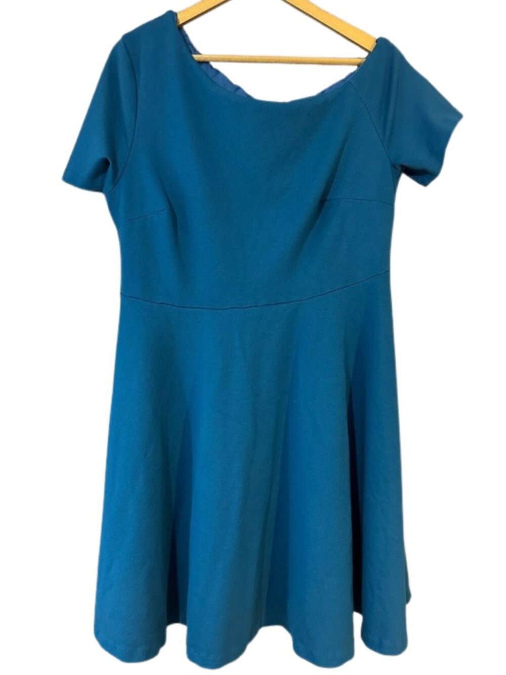 Eloquii Teal Asymmetrical Neckline Fit & Flare Dress Size 18 Plus Size Cocktail